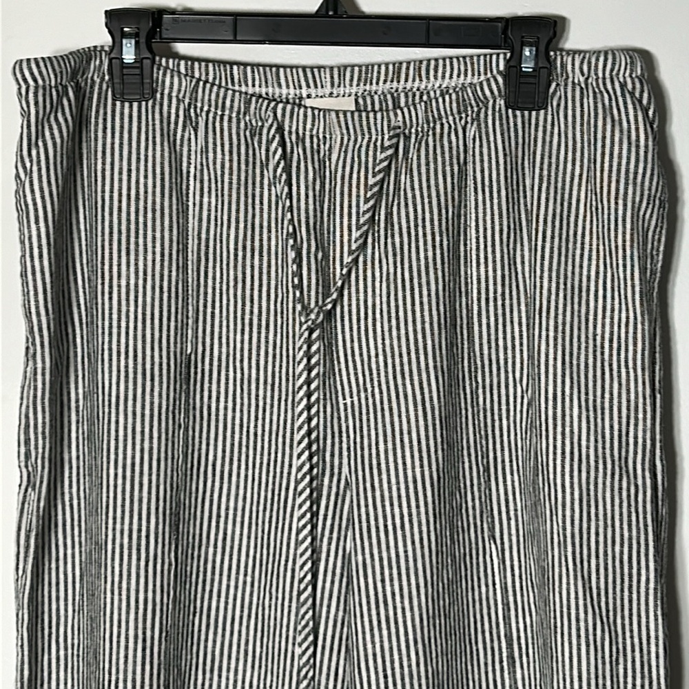 2 Brand new linen pants, drawstring, pockets, black & black/white striped - Picture 6 of 9